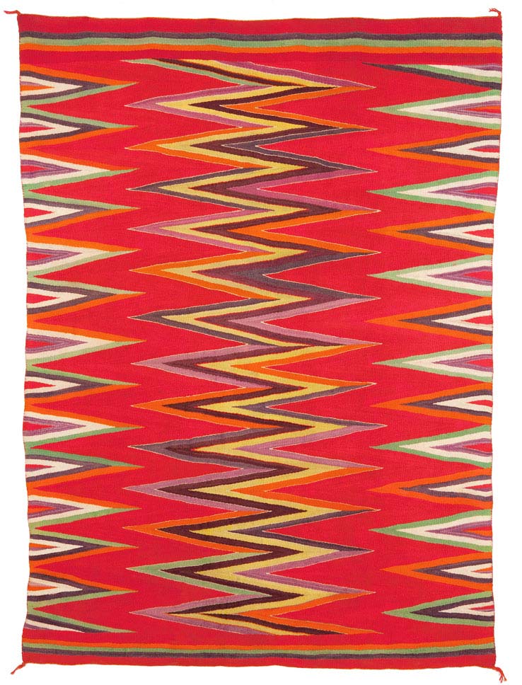 Wedge-Weave Serape with a Red Field