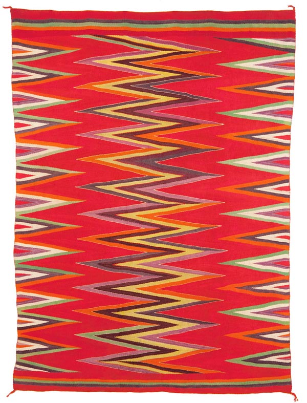 Wedge-Weave Serape with a Red Field