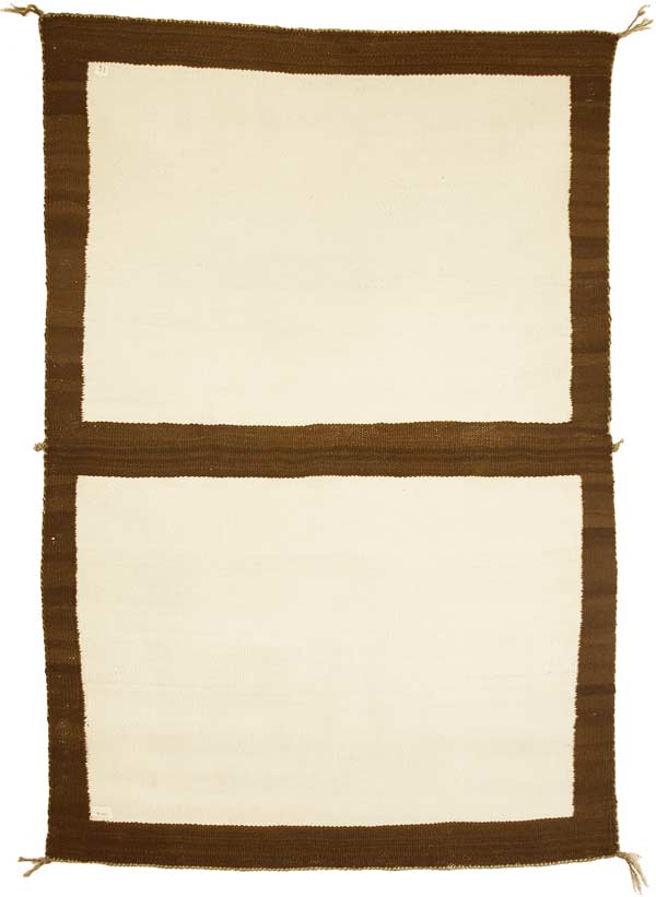 Double Saddle Blanket with a Brown Border and Opposing White Fields