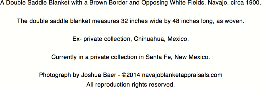 Double Saddle Blanket with a Brown Border and Opposing White Fields